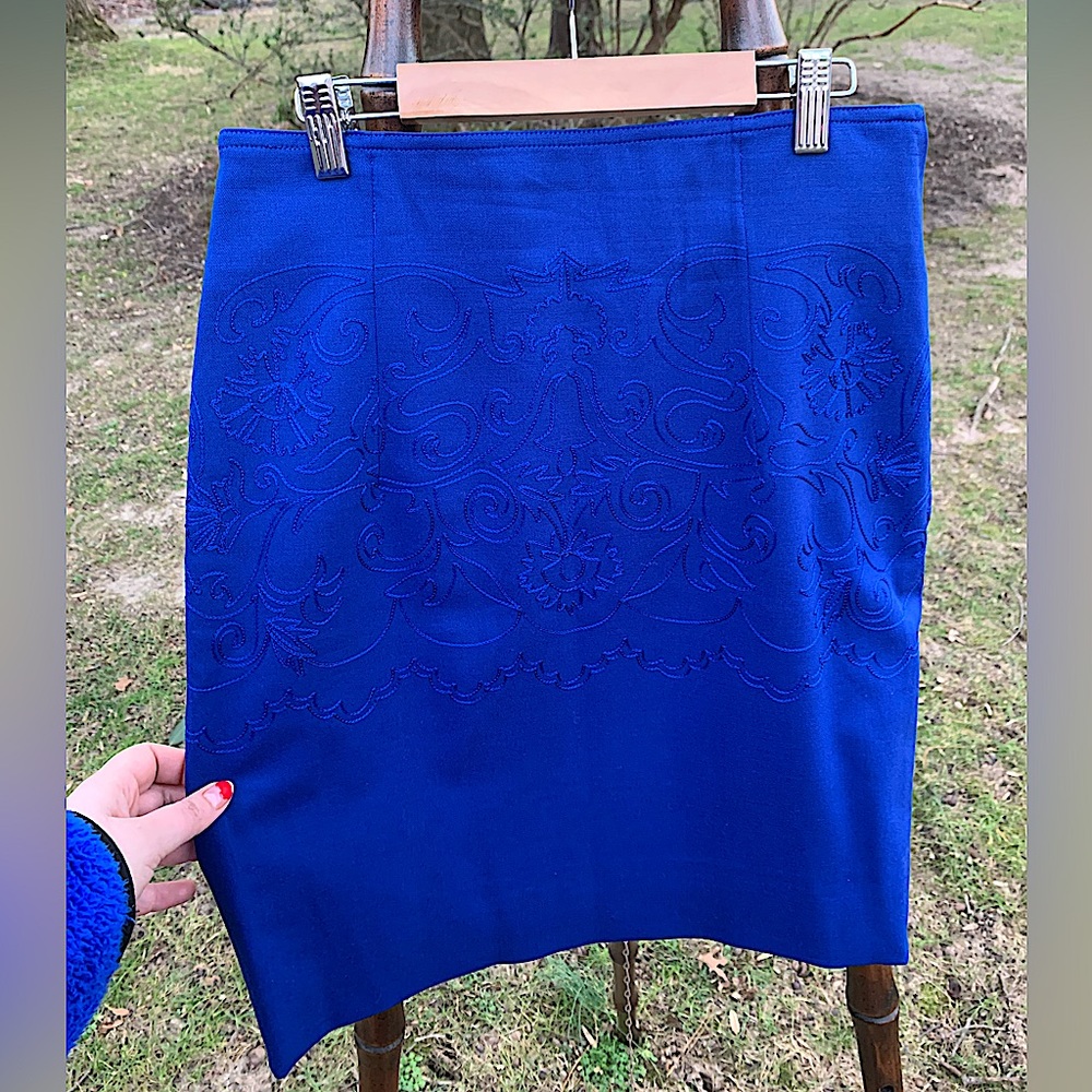 Vintage Gianni Versace Cobalt Blue Embroidered Pencil Skirt…size 4